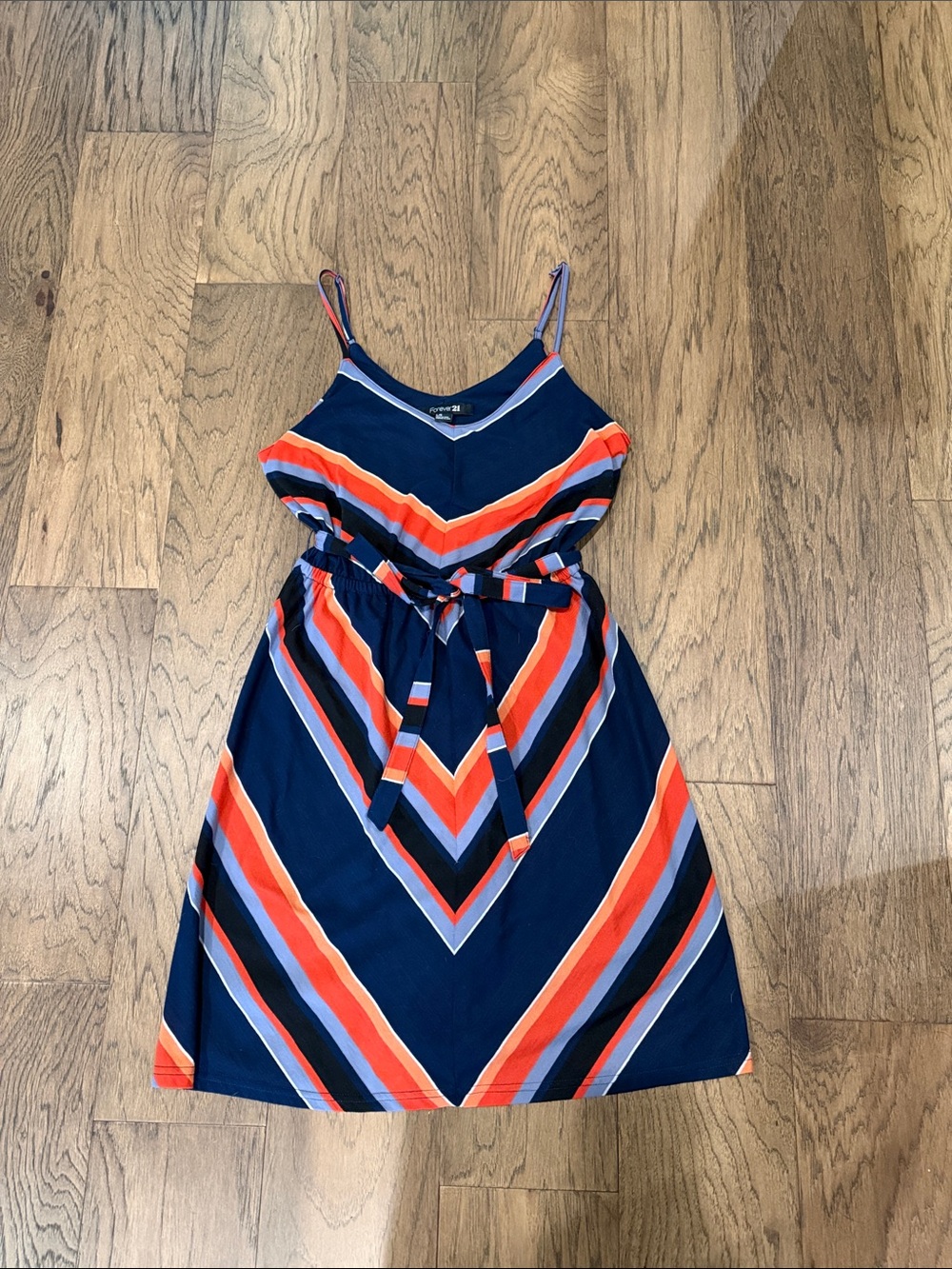 Navy Chevron Stripe Tie-Waist Sundress size large